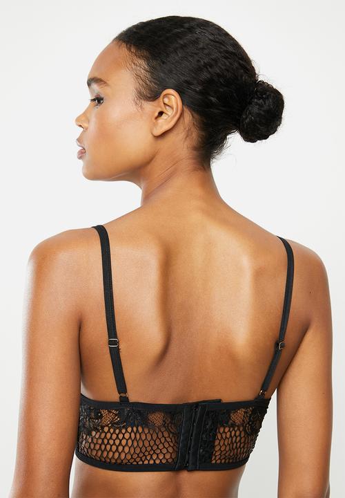 Missguided - Airtex lace bralet - black