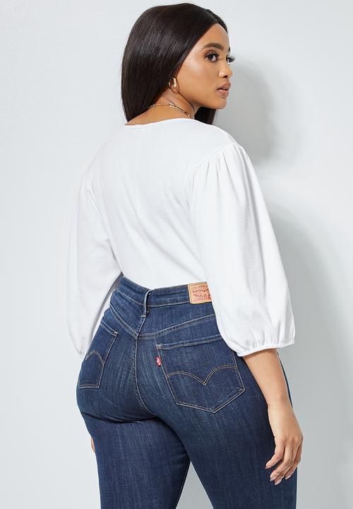 Superbalist - Rib puff sleeve bodysuit - white