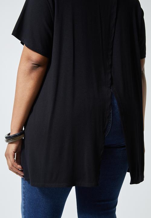 Superbalist - Split back T-shirt - black