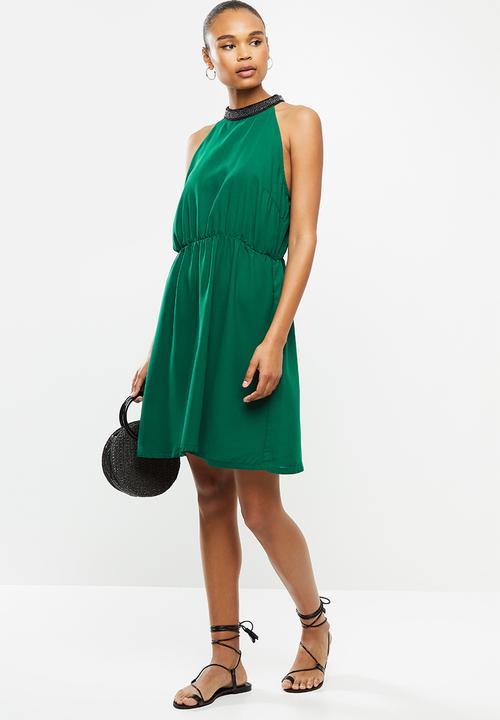 Jacqueline de Yong - Onyx sleeveless high neck dress - green