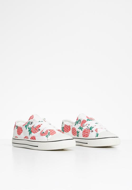 Pop Candy - Girls pineapple print sneaker - white & red 