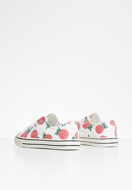Pop Candy - Girls pineapple print sneaker - white & red 