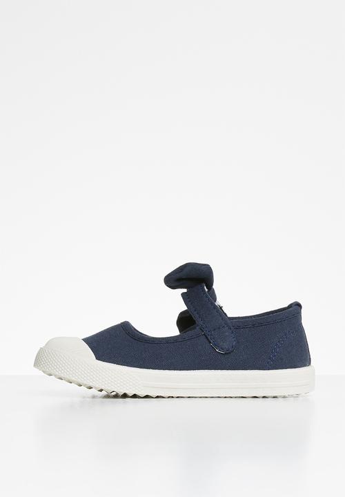 Pop Candy - Girls bow slip on shoe - navy