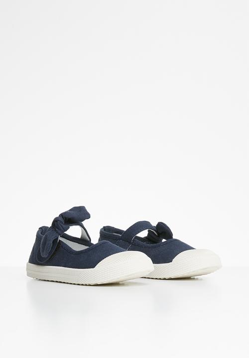 Pop Candy - Girls bow slip on shoe - navy