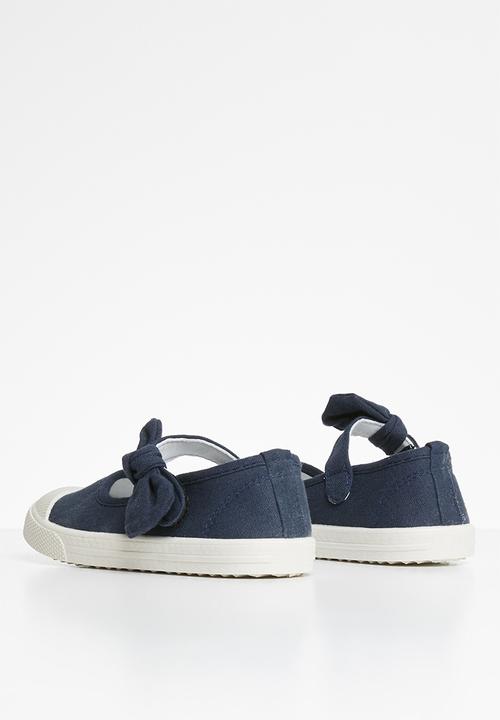 Pop Candy - Girls bow slip on shoe - navy