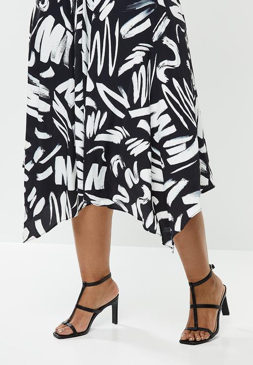 Glamorous - Paint stroke midi skirt - black & white