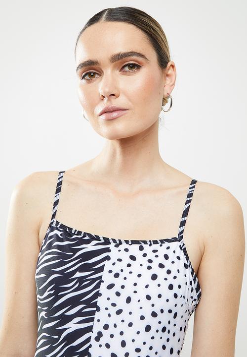 Brave Soul - Back out swimsuit - black & white