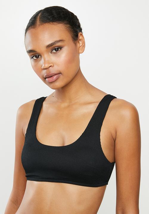 Missguided - Rib sport crop bikini top mix and match - black