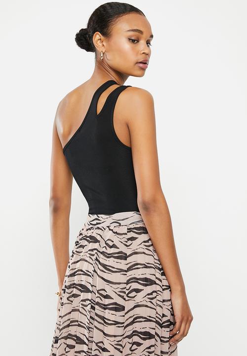 Missguided - Ribbed double strap one shoulder body - black