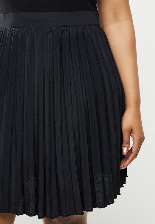Blake - Satin pleated mini pleated skirt - black