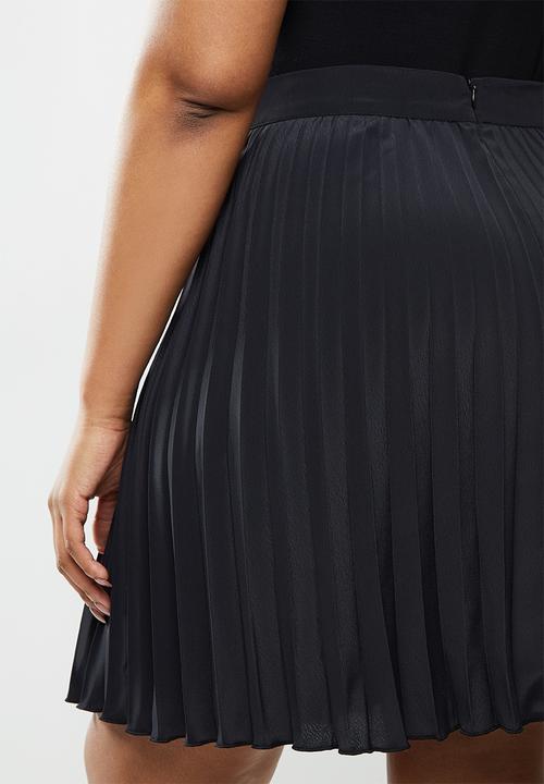 Blake - Satin pleated mini pleated skirt - black