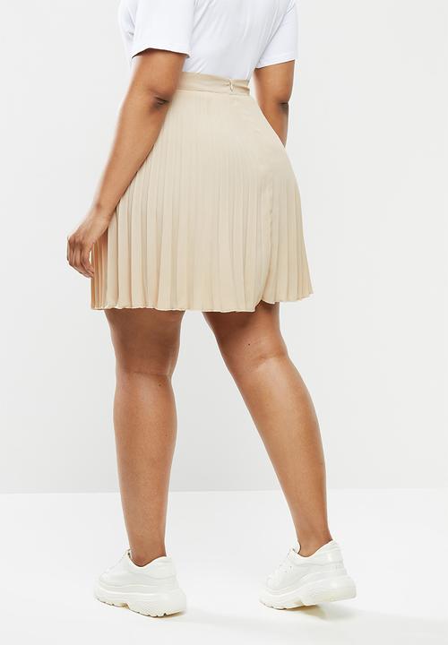 Blake - Satin pleated mini pleated skirt - ivory