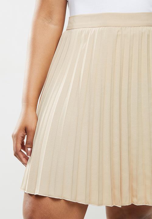 Blake - Satin pleated mini pleated skirt - ivory