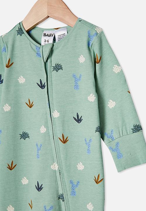 Cotton On - The long sleeve zip romper - green