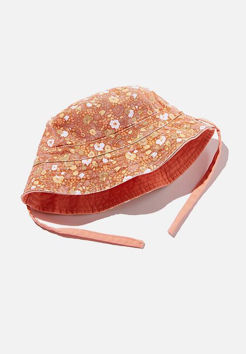 Cotton On - Reversible bucket hat - tropical orange floral