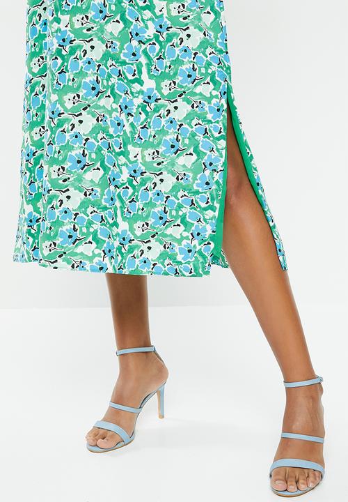 Glamorous - Maternity Abstract floral puff sleeve midi dress - green