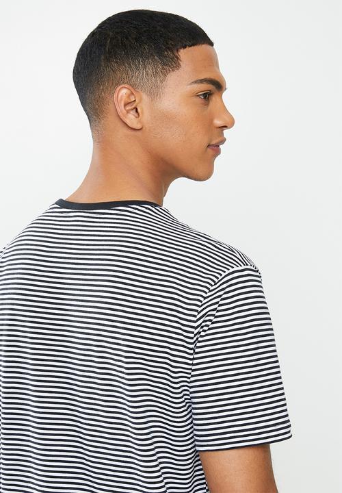 MANGO - Bestripe T-shirt - black & white