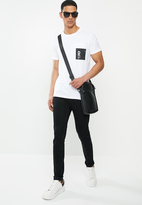 Replay - White side pocket printed tee - white