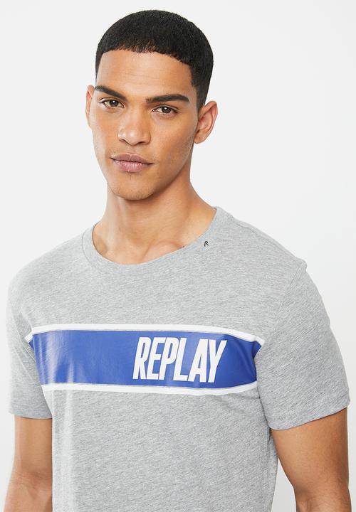 Replay - Side printed logo tee - grey