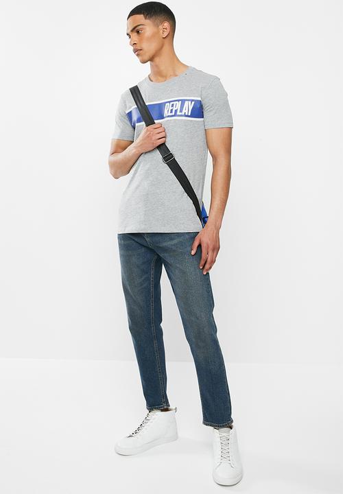 Replay - Side printed logo tee - grey