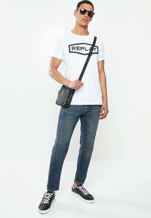 Replay - White hex logo tee - white