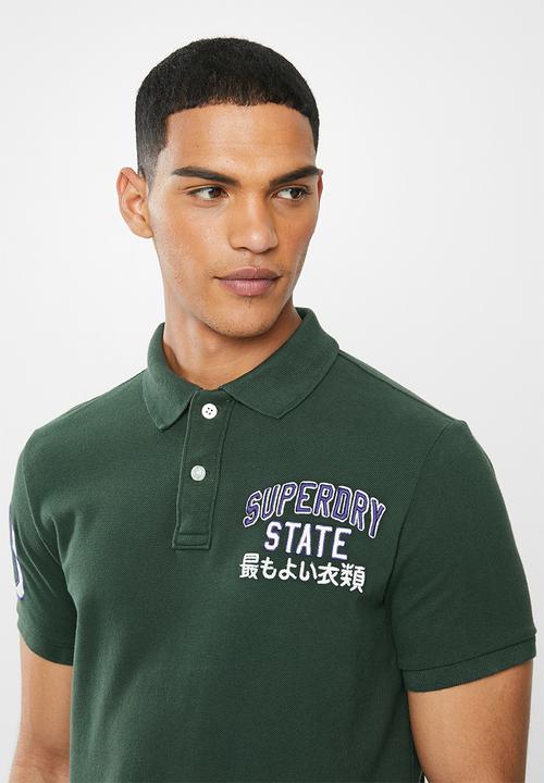 Superdry. - Classic superstate polo - dark forest