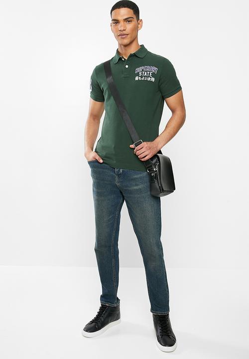 Superdry. - Classic superstate polo - dark forest