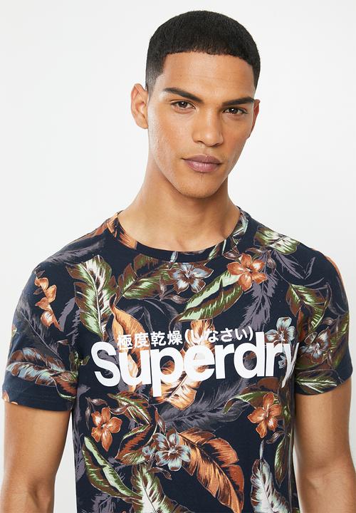 Superdry. - Super 5's tee - leaf navy