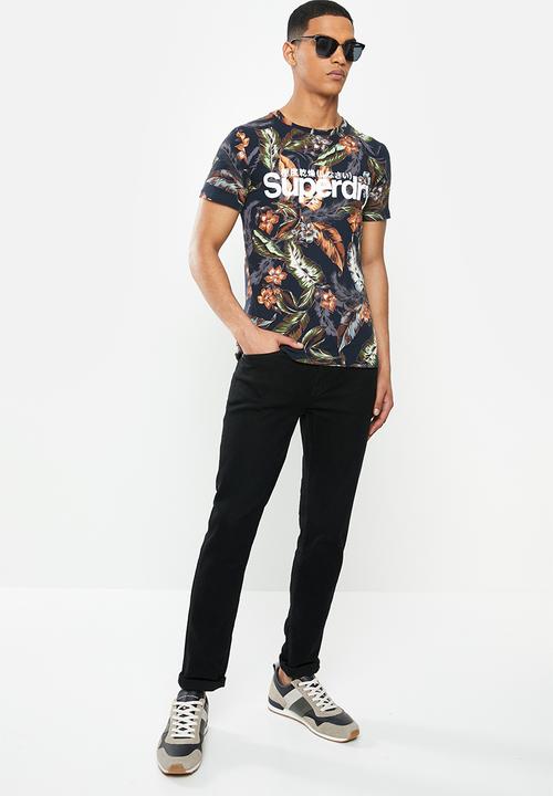 Superdry. - Super 5's tee - leaf navy