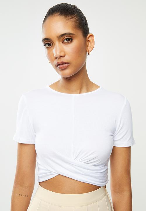 Blake - Wrap front crop top - white
