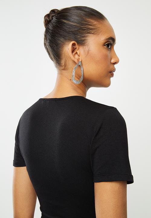 Blake - Wrap front crop top - black