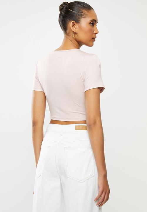 Blake - Wrap front crop top - soft pink