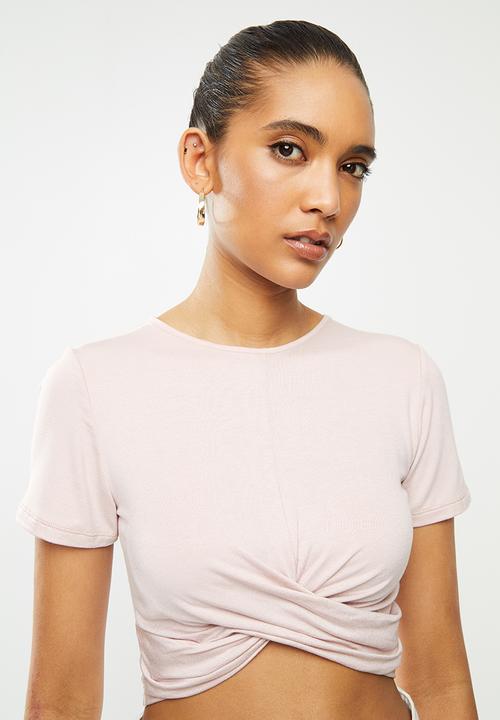 Blake - Wrap front crop top - soft pink