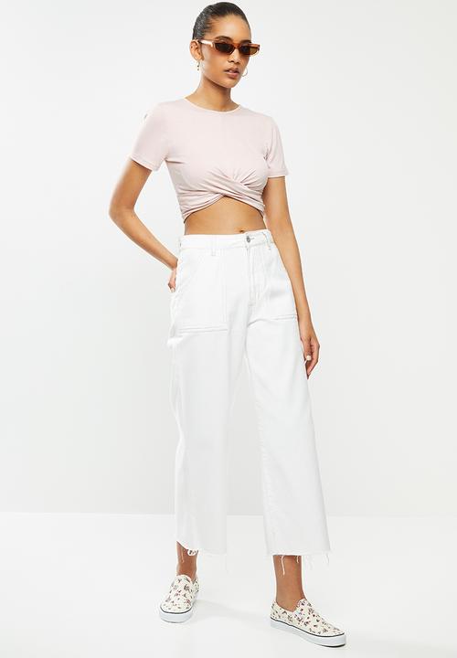 Blake - Wrap front crop top - soft pink