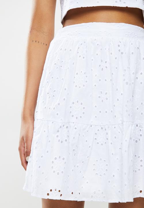 Blake - Anglaise tiered mini skirt - white