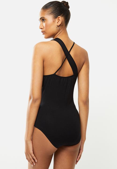 Blake - Halter neck cutout bodysuit - black