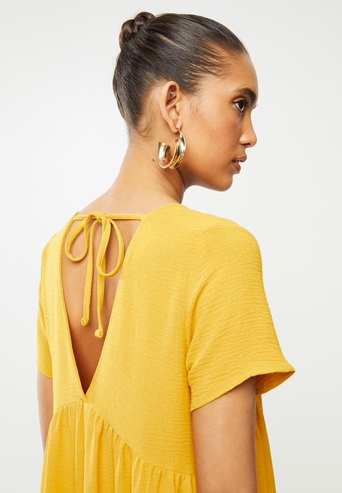 Blake - Knit tiered mini dress - ochre