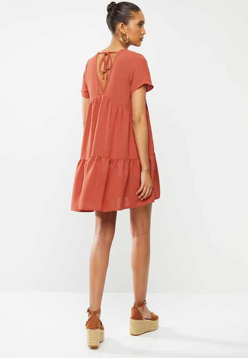 Blake - Knit tiered mini dress - clay