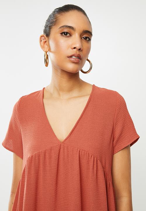 Blake - Knit tiered mini dress - clay