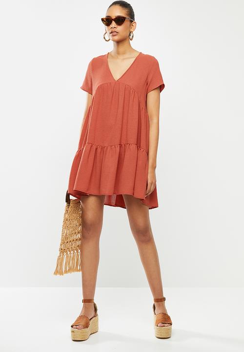 Blake - Knit tiered mini dress - clay