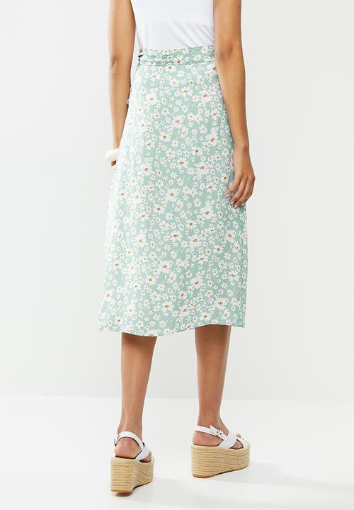 VELVET - Sarong wrap floral skirt - sage floral