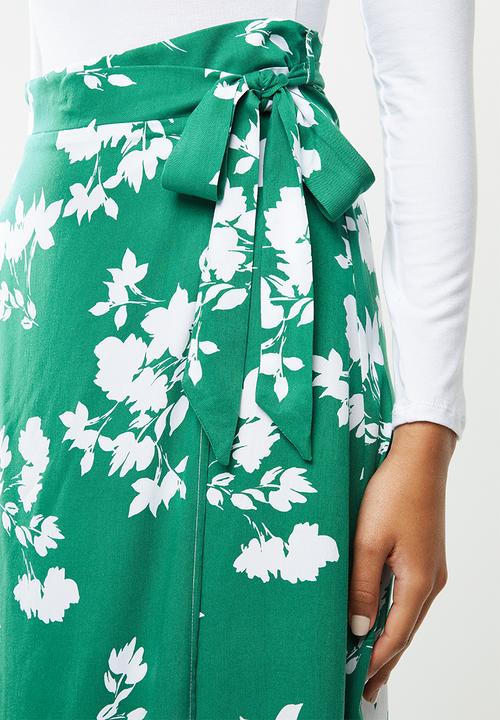 VELVET - Sarong wrap floral skirt - green floral