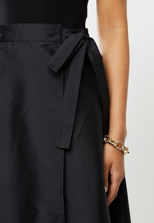 VELVET - Taffeta circle wrap skirt - black