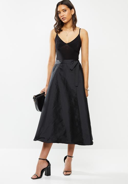 VELVET - Taffeta circle wrap skirt - black