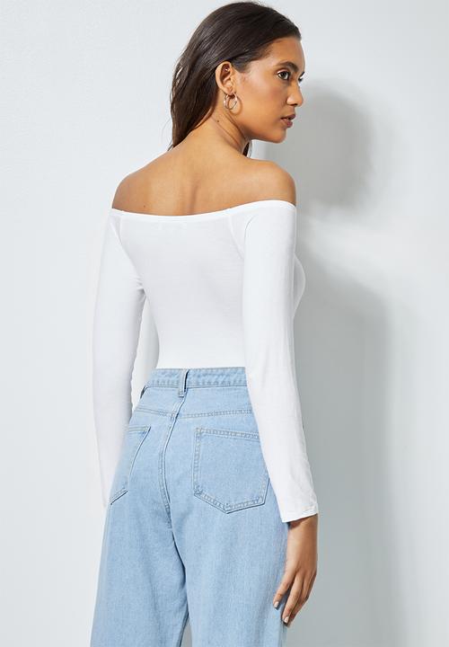 Superbalist - Bardot neckline bodysuit  - white
