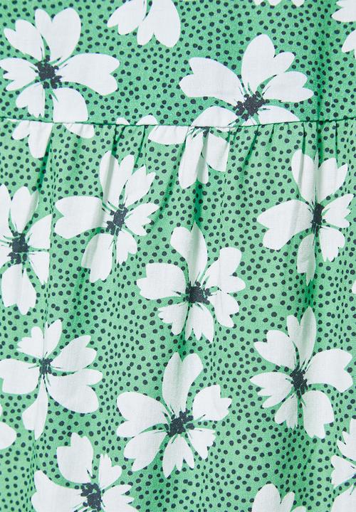 Superbalist - Cotton strappy tiered midi - green spot daisy
