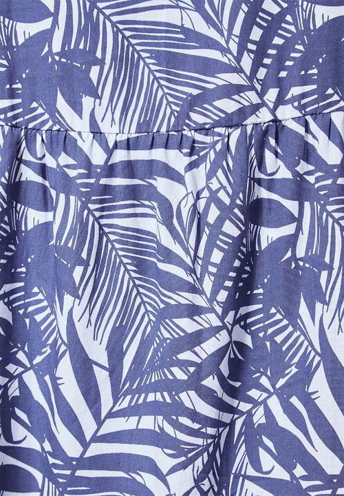 Superbalist - Cotton strappy tiered midi - navy palm print