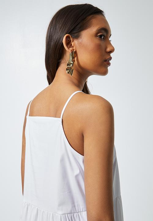 Superbalist - Cotton strappy tiered midi - white