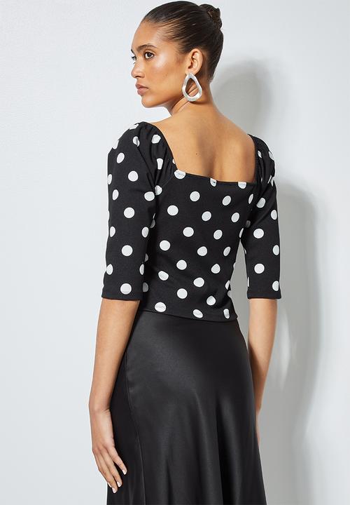 Superbalist - Squareneck top- Black & white spot