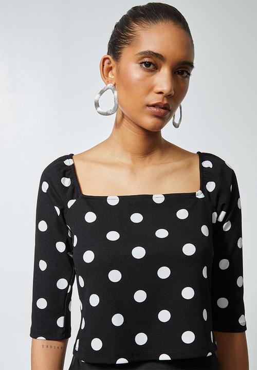 Superbalist - Squareneck top- Black & white spot